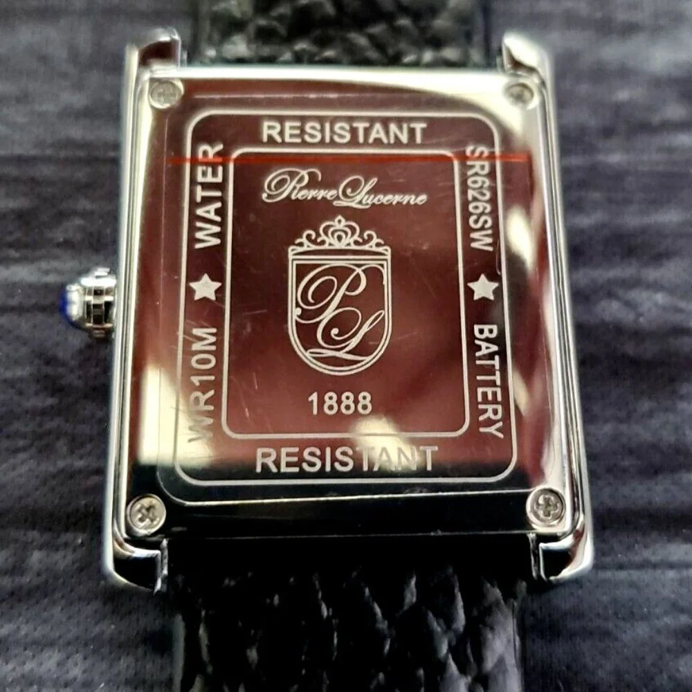 Pierre Lucerne 1888 Tank‎ Swiss Inspired Design Classic Mens Watch Black Band